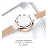 Women White Leather Wristwatch